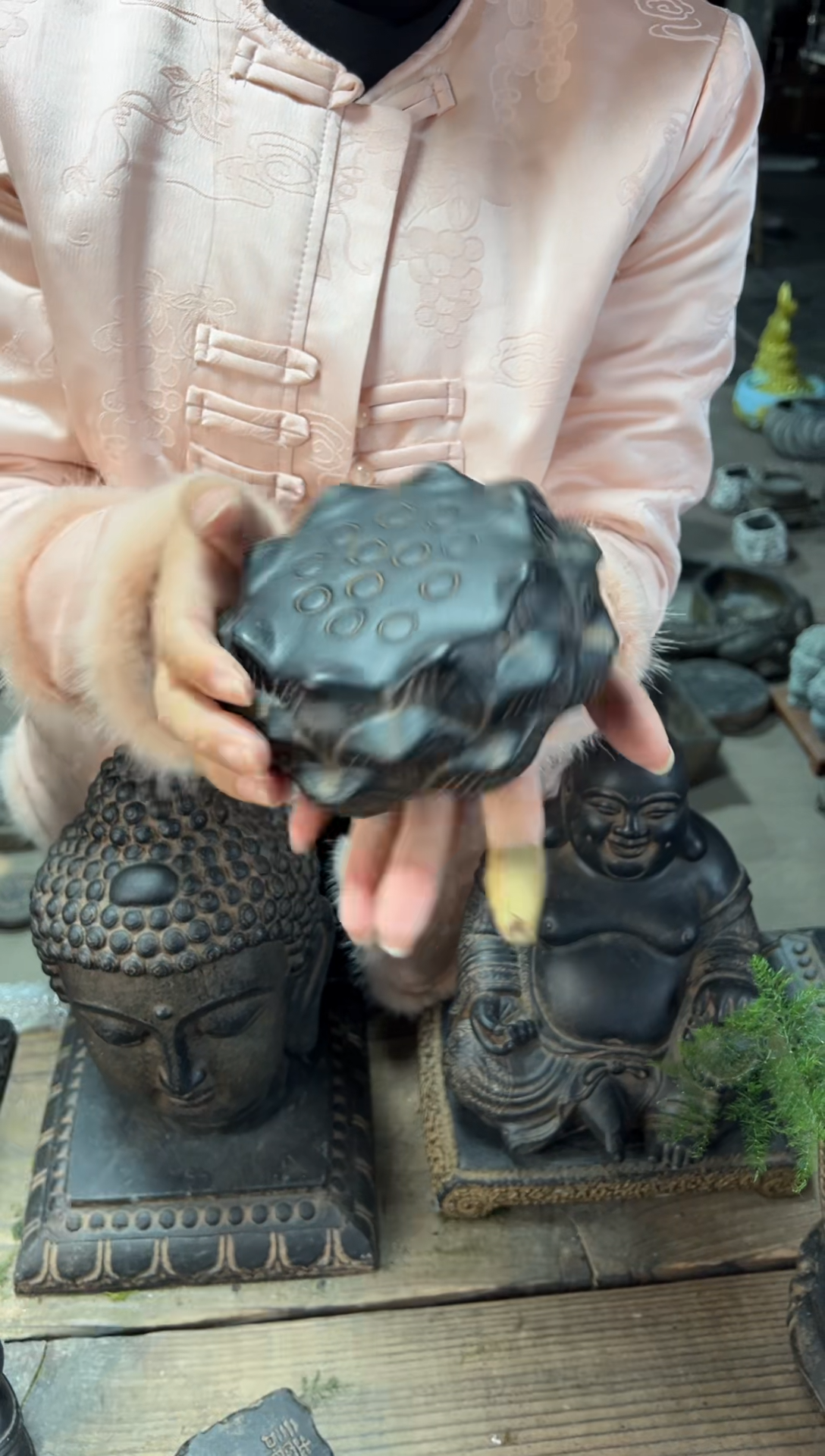 陶土【火山泥】莲蓬实心底座