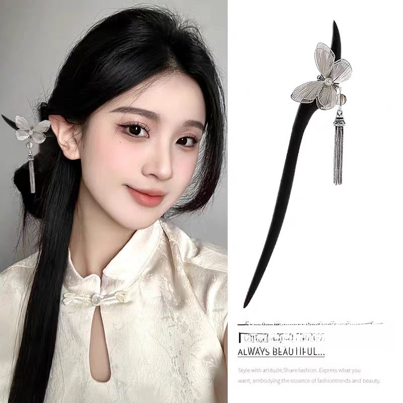 a943【立体蝴蝶】18公分原创发簪日常百搭简约盘发饰国风中式旗袍