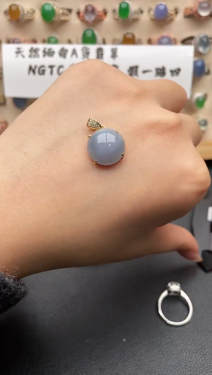 吊坠(不含链)银S925镶嵌翡翠一物一证一礼盒