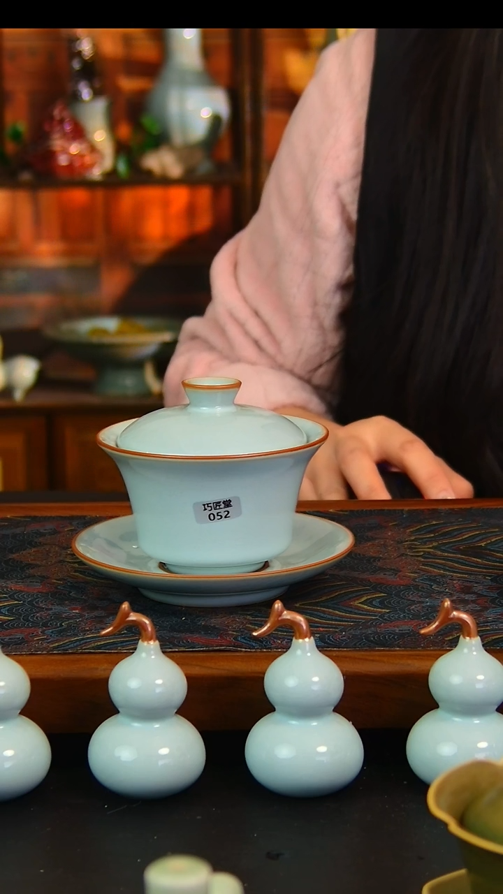 瓷片福利款马蹄盖碗052号，微瑕，简装