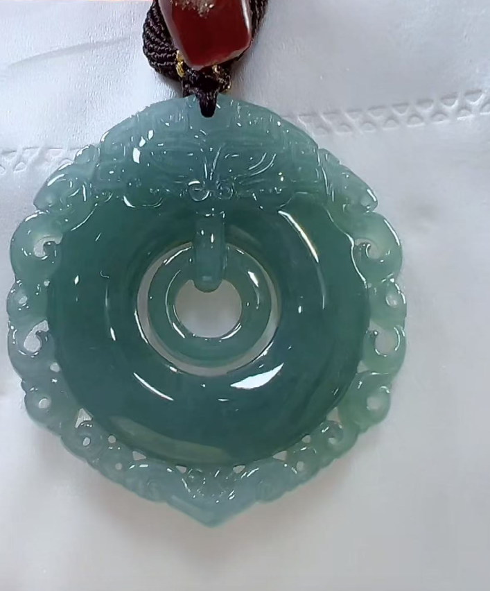 天然翡翠A货仿古平安扣（多样性发货发其一）宽37-38高40+厚5-8送绳