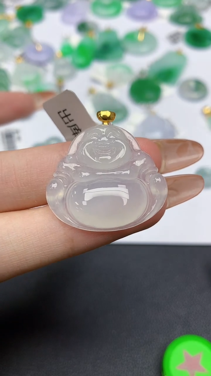 颈饰18K金镶嵌翡翠A货假一赔三支持复检百元上九元证书费自理