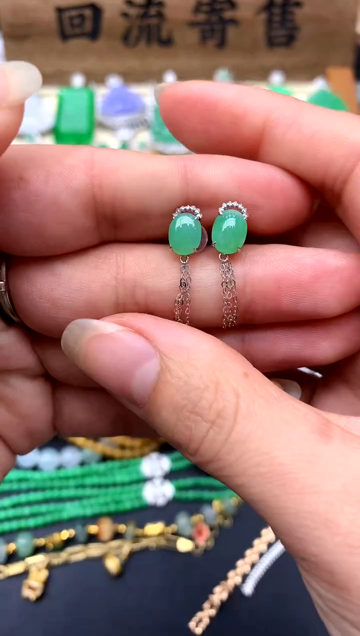 【闪购商品】翡翠耳饰18K金镶嵌180-中国好珍宝