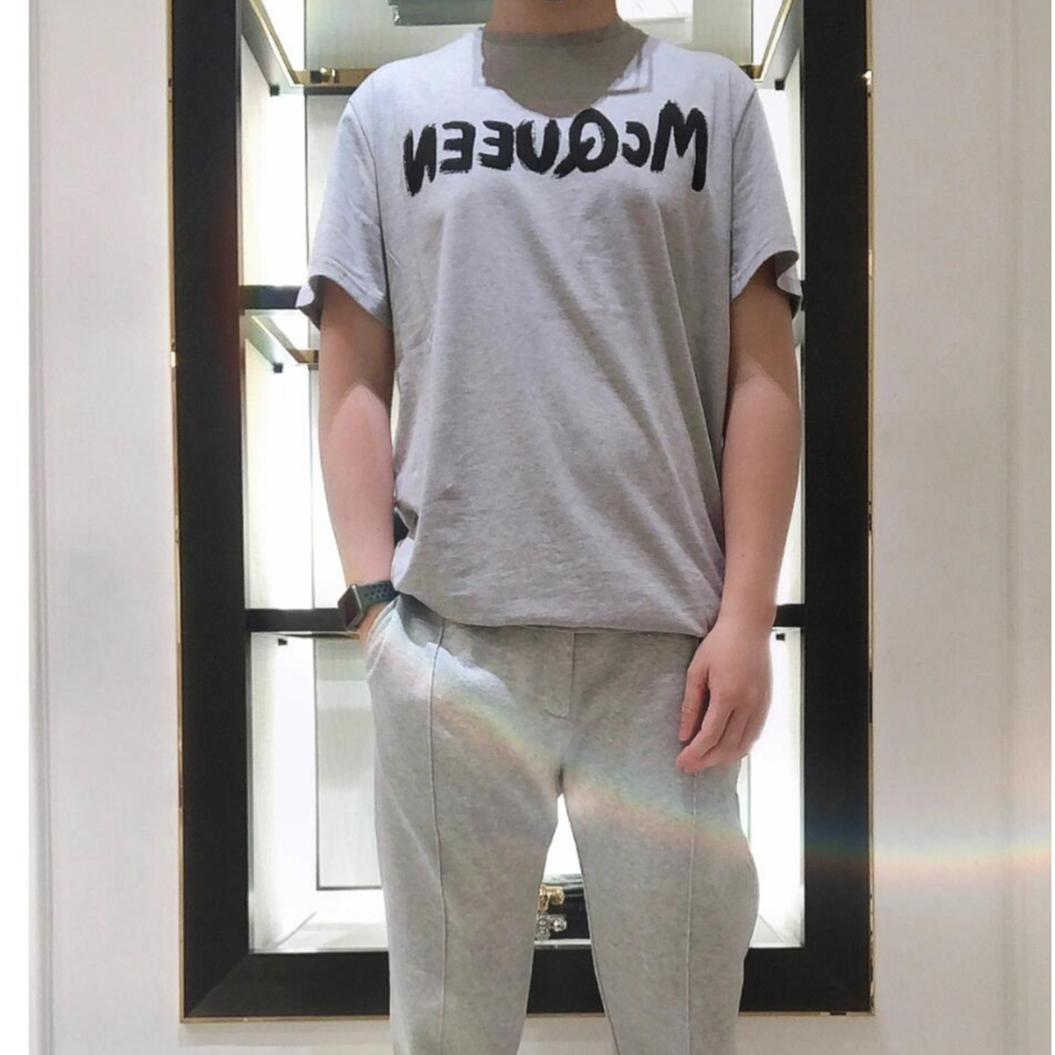 全新未使用 Alexander McQueen/亚历山大·麦昆 灰色LOGO短袖