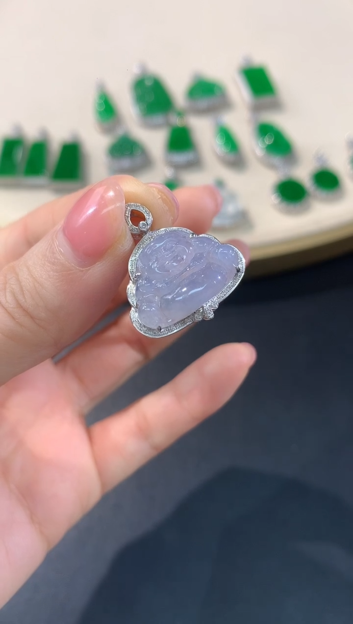 吊坠(不含链)18K金镶嵌翡翠E611|多样性发其一|3980