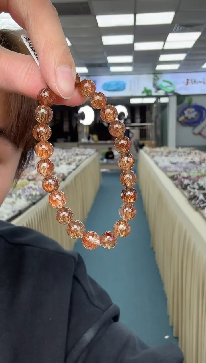 未镶嵌手串水晶10-黑金超七8m