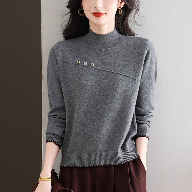 【羊毛衫】秋冬半高领毛衣女士长袖针织衫宽松显瘦打底衫