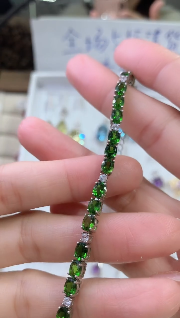 【闪购商品】透辉石手链银S925镶嵌93-16