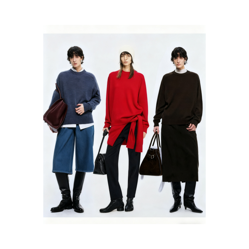 Ayuko｜明星款意大利进口荃羊毛極简佰搭宽松马鞍肩毛衣针织衫2605