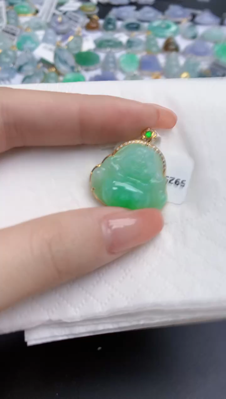 【闪购商品】翡翠颈饰18K金镶嵌天然缅甸翡翠A货