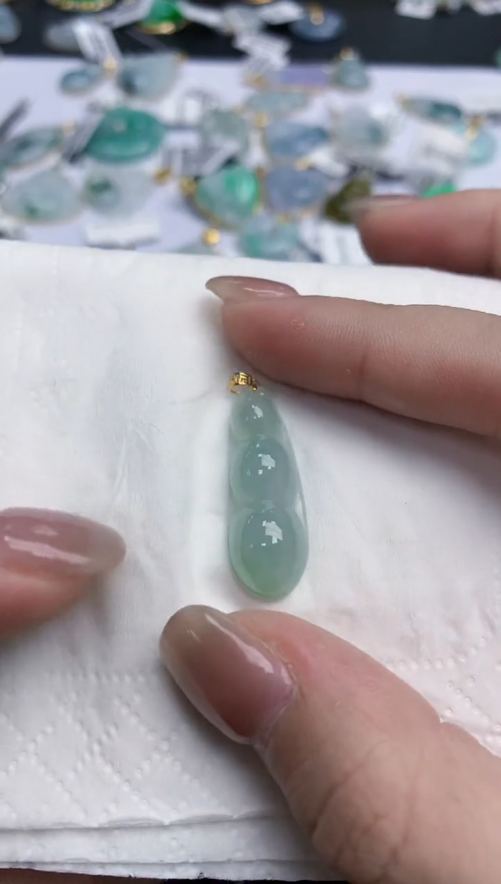 【闪购商品】翡翠颈饰18K金镶嵌天然缅甸翡翠A货