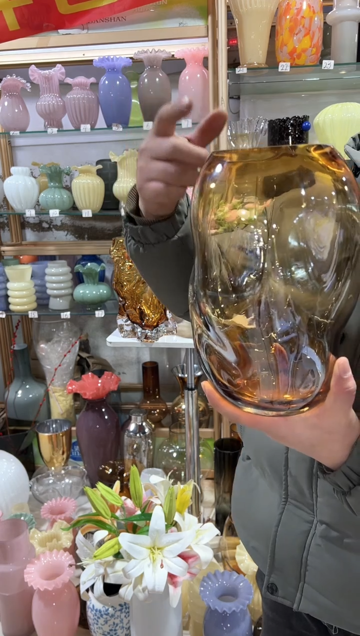 【闪购商品】无铅玻璃琥珀色不规则