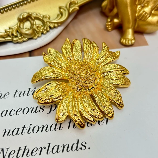 足金999黄金5D无氰时尚硬金向日葵气质挂件