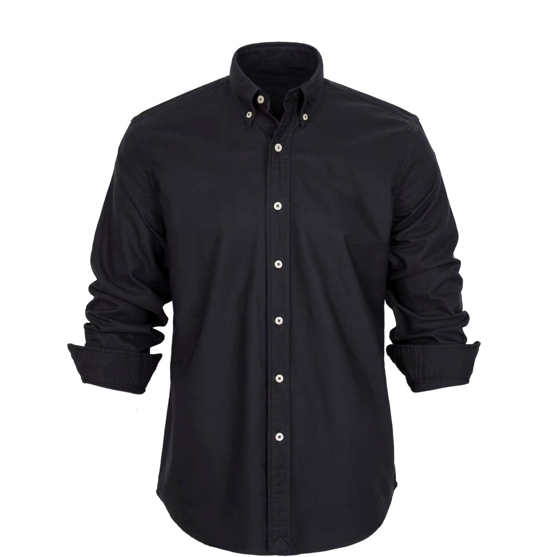 RL 牛津布衬衫男子男士男款衬衣长袖休闲黑色商务