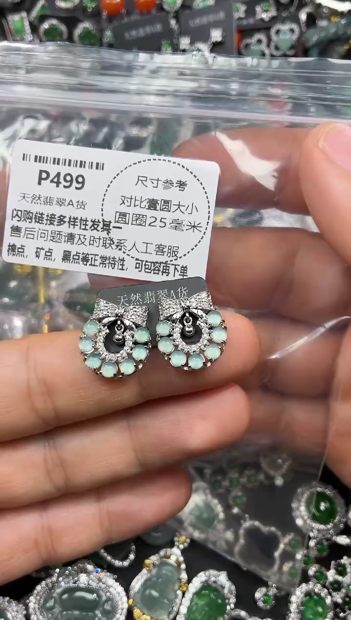 颈饰未镶嵌翡翠P499耳钉