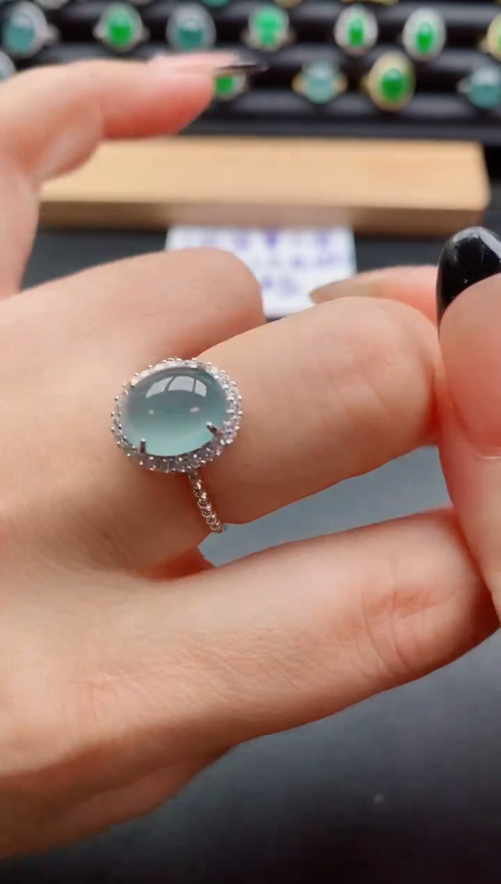 银S925镶嵌戒指翡翠1