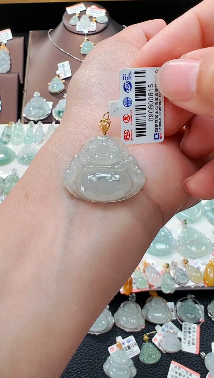 翡翠18K金镶嵌吊坠(不含链)佛公吊坠815