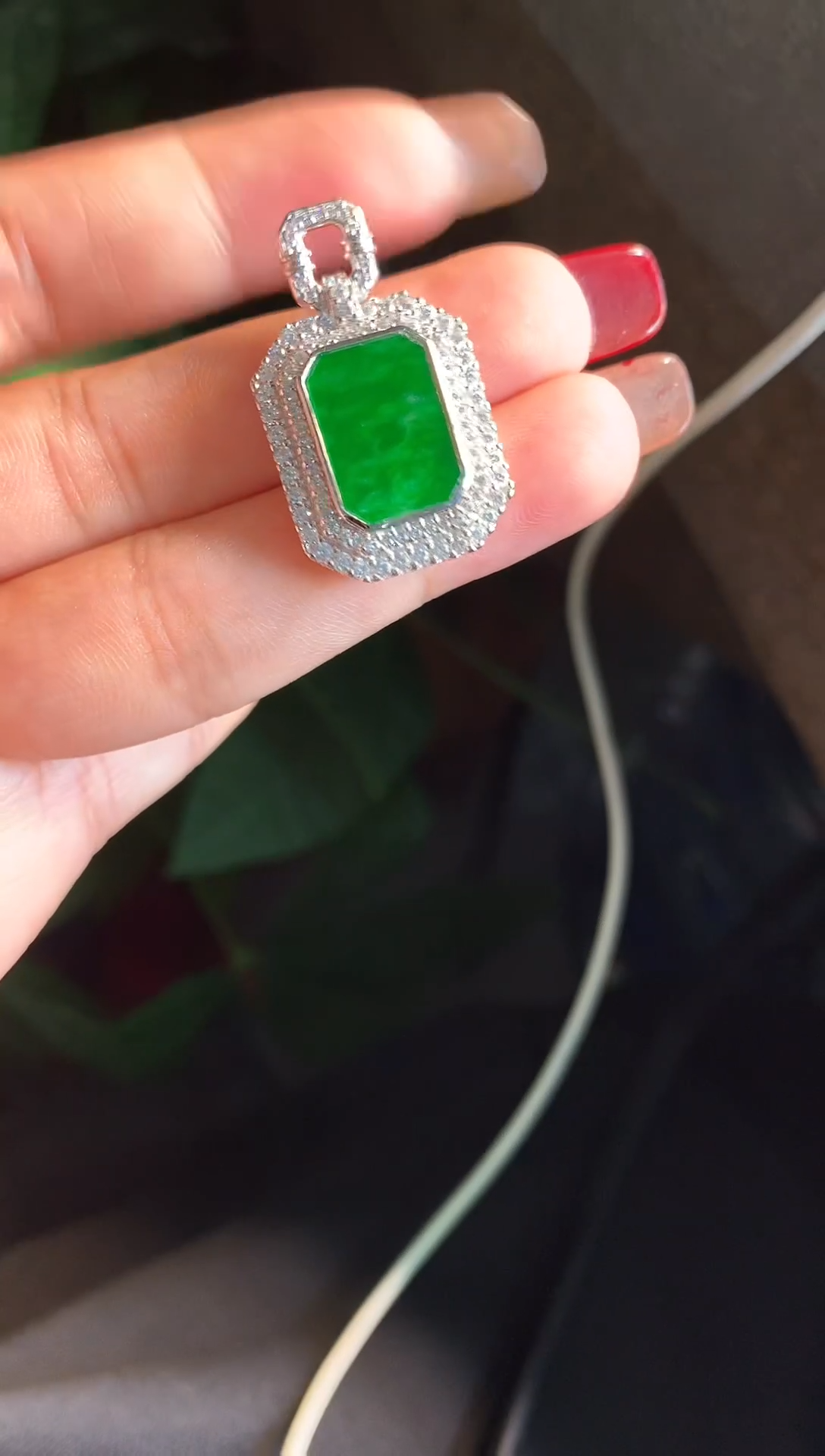 【闪购商品】翡翠颈饰银S925镶嵌缅甸天然A货翡翠