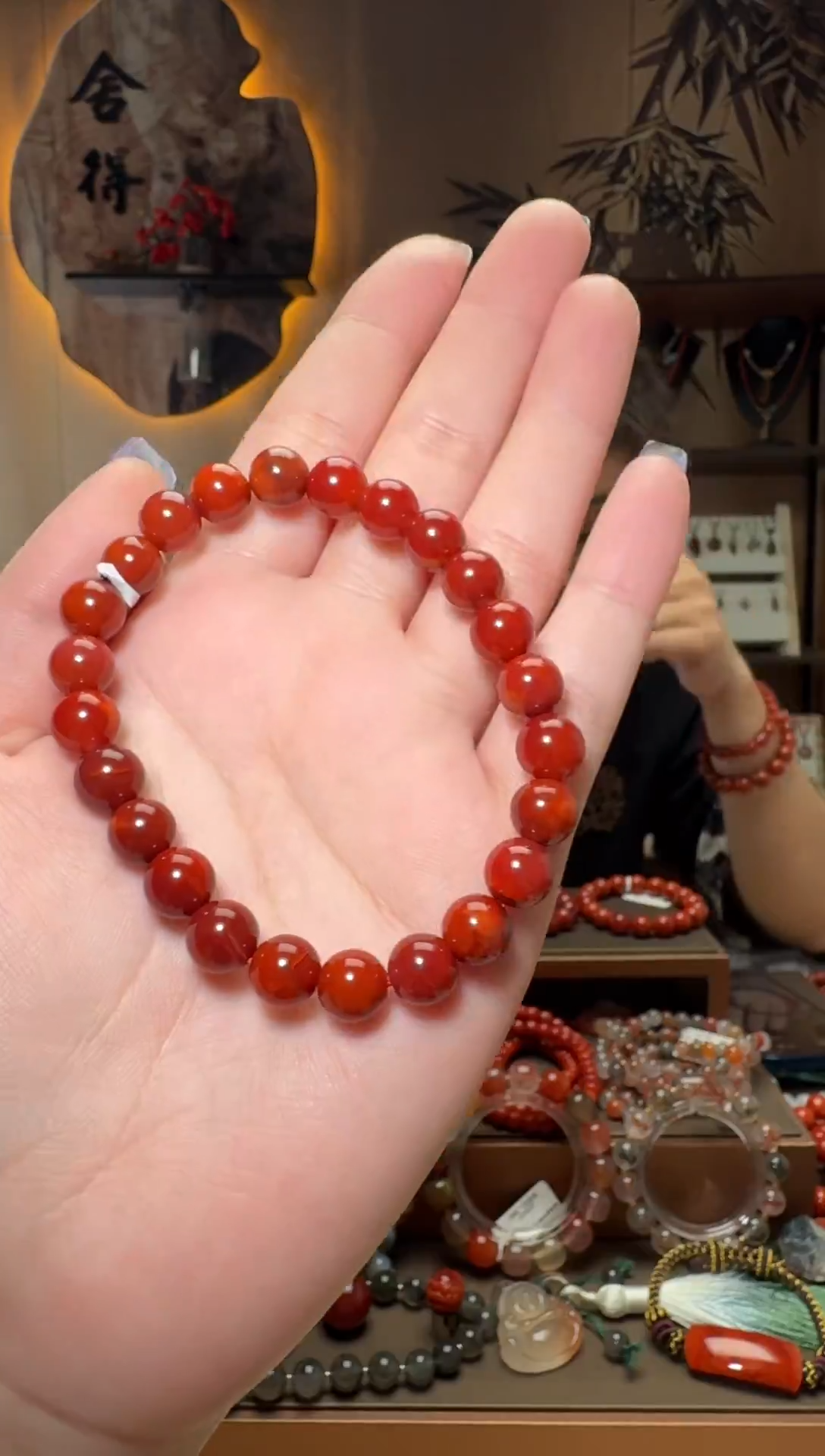 未镶嵌原矿无优化无注胶手串南红玛瑙一条8mm+ 