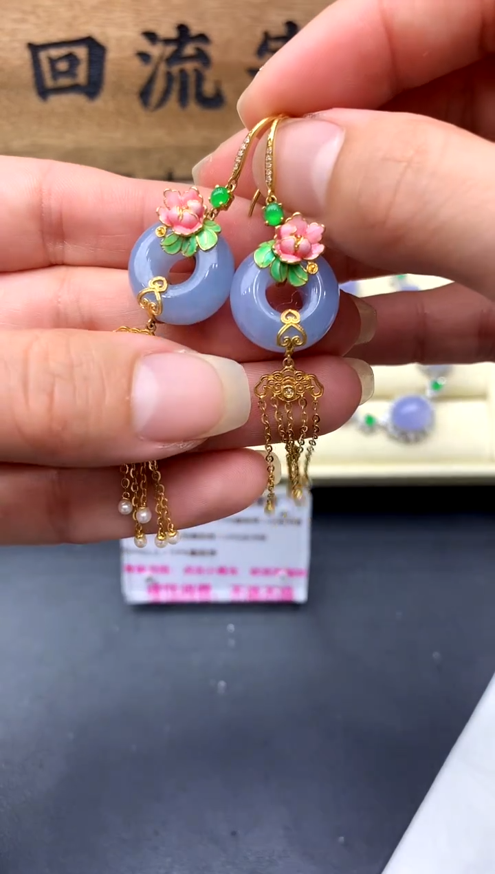 【闪购商品】翡翠耳饰18K金镶嵌394-中国好珍宝