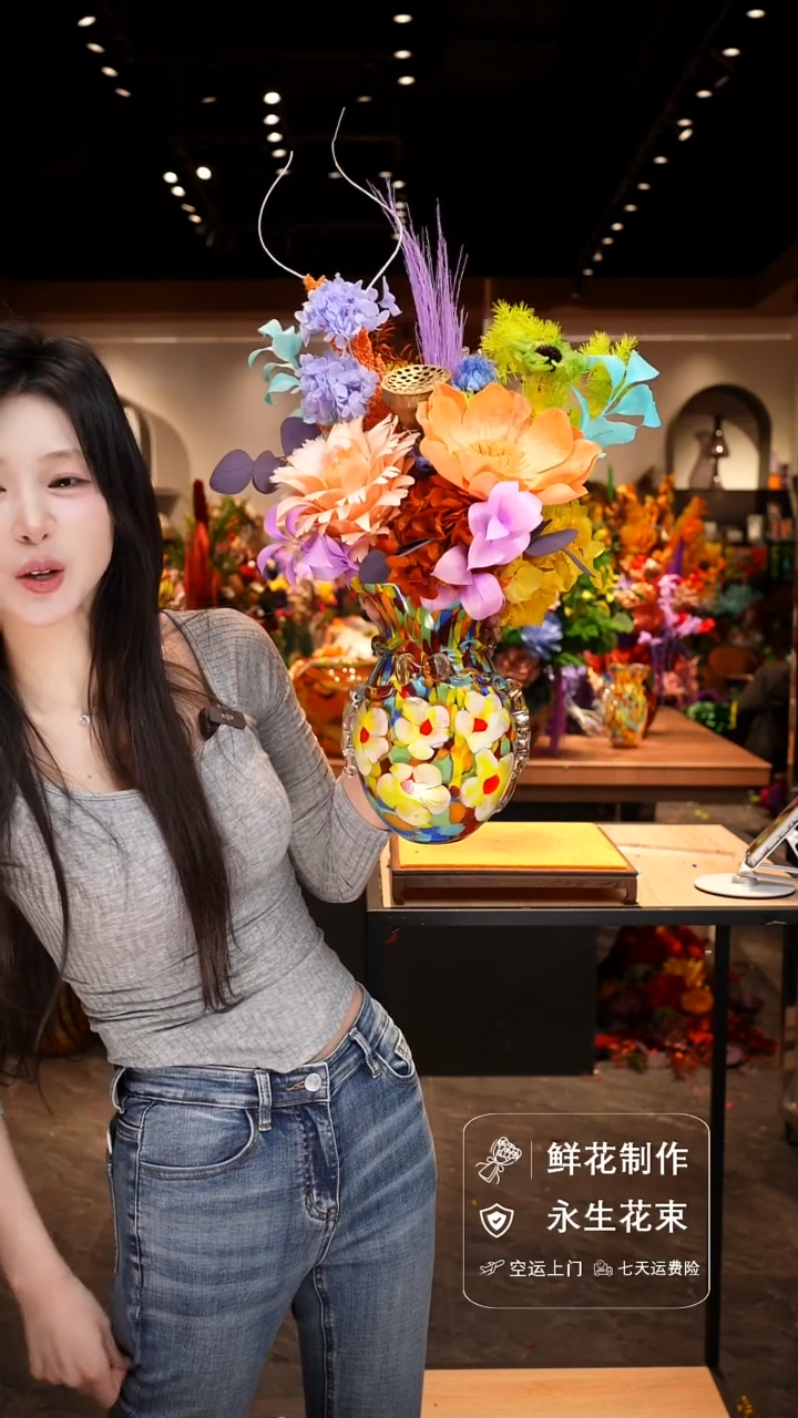 手工艺品琉璃手工花器花束空运包邮送货上门-以图片为准    