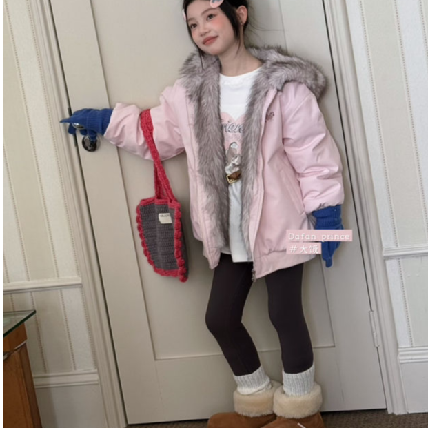 Alice•25冬~时尚长毛外套15310粉色    9--12
