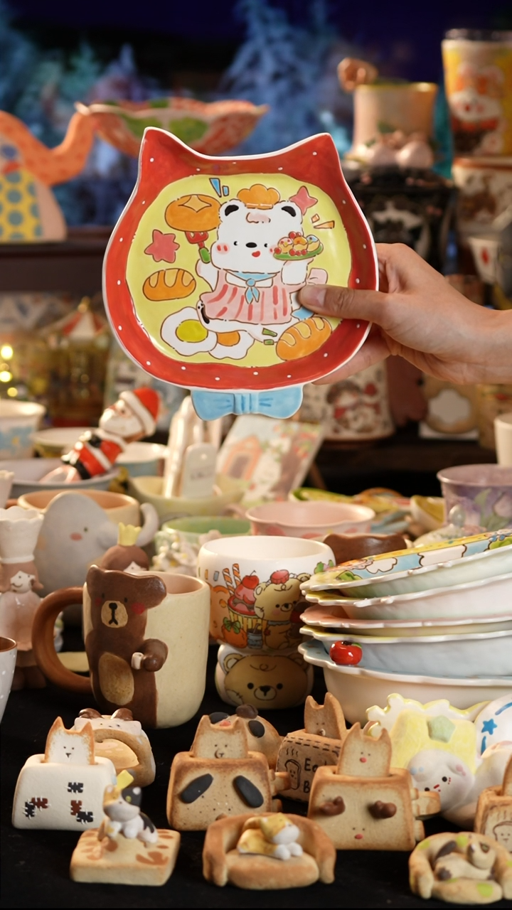 摆件陶景德镇釉下彩手绘设计师款陶瓷