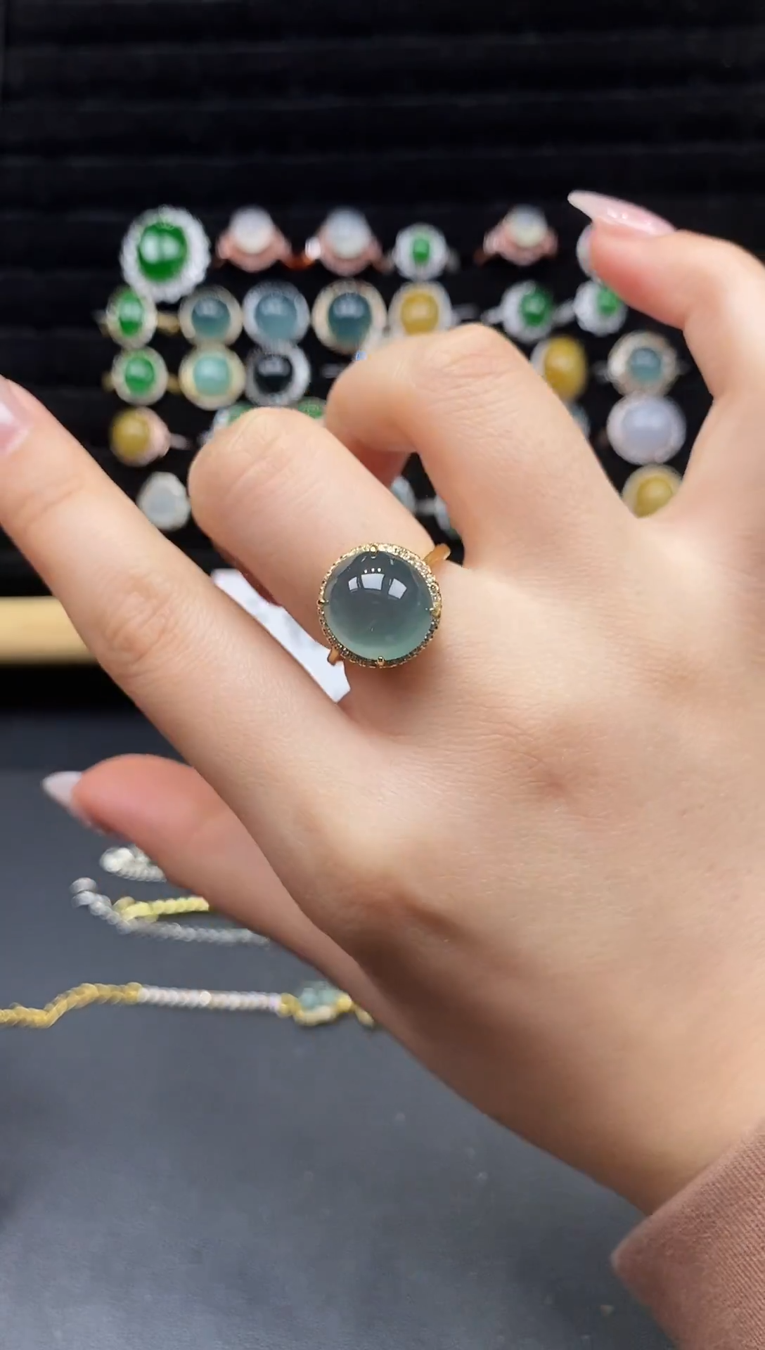 银S925镶嵌戒指翡翠111