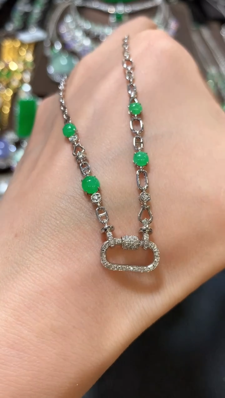 套链18K金镶嵌翡翠m11多样性一件发货