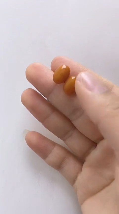【闪购商品】琥珀裸石银S925镶嵌蜜蜡耳钉