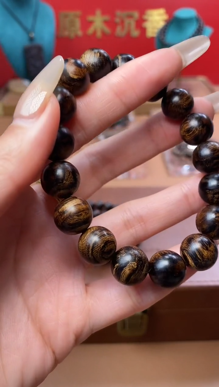 【闪购商品】沉香手串Y沉水越南芽庄白棋楠瘿子留疤12单圈