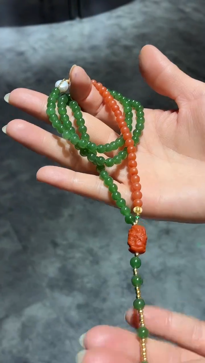 颈饰未镶嵌和田玉45【】珠径14mm-多样性发一-不退不换