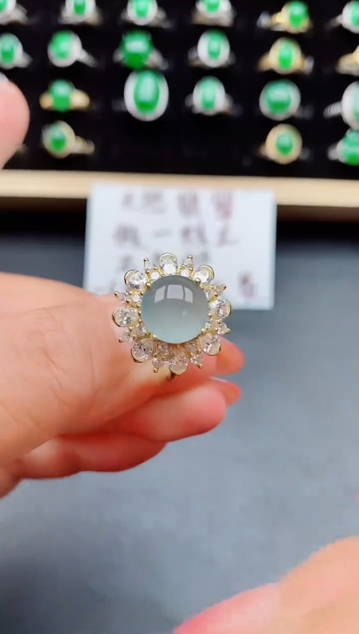 【闪购商品】翡翠戒指银S925镶嵌80500