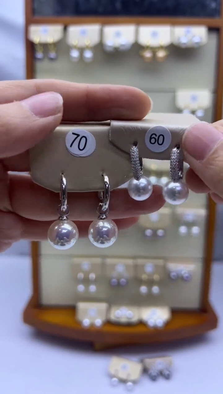 未镶嵌耳饰淡水珍珠70+60