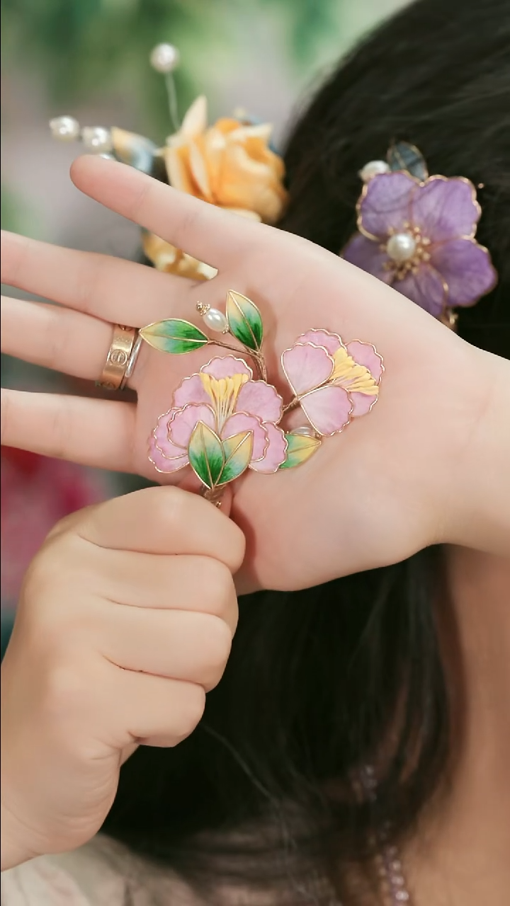 刺绣湘传礼纯手工发夹