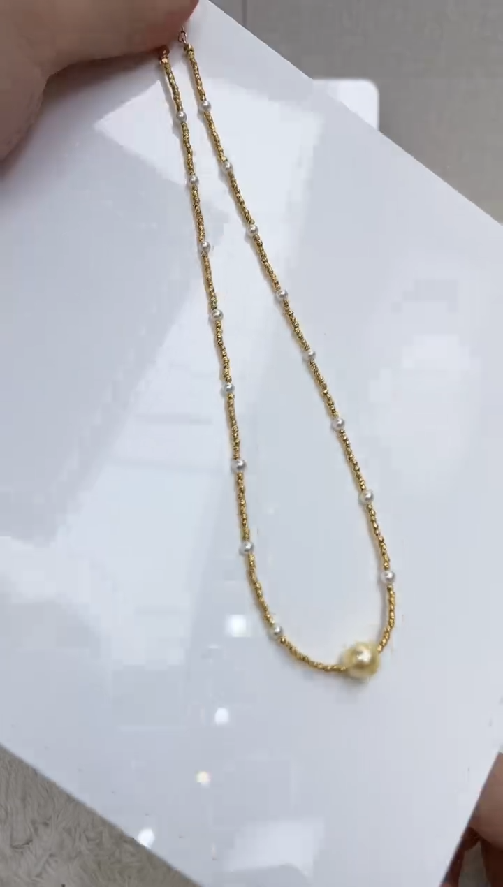 海水珍珠银S925镶嵌颈饰  