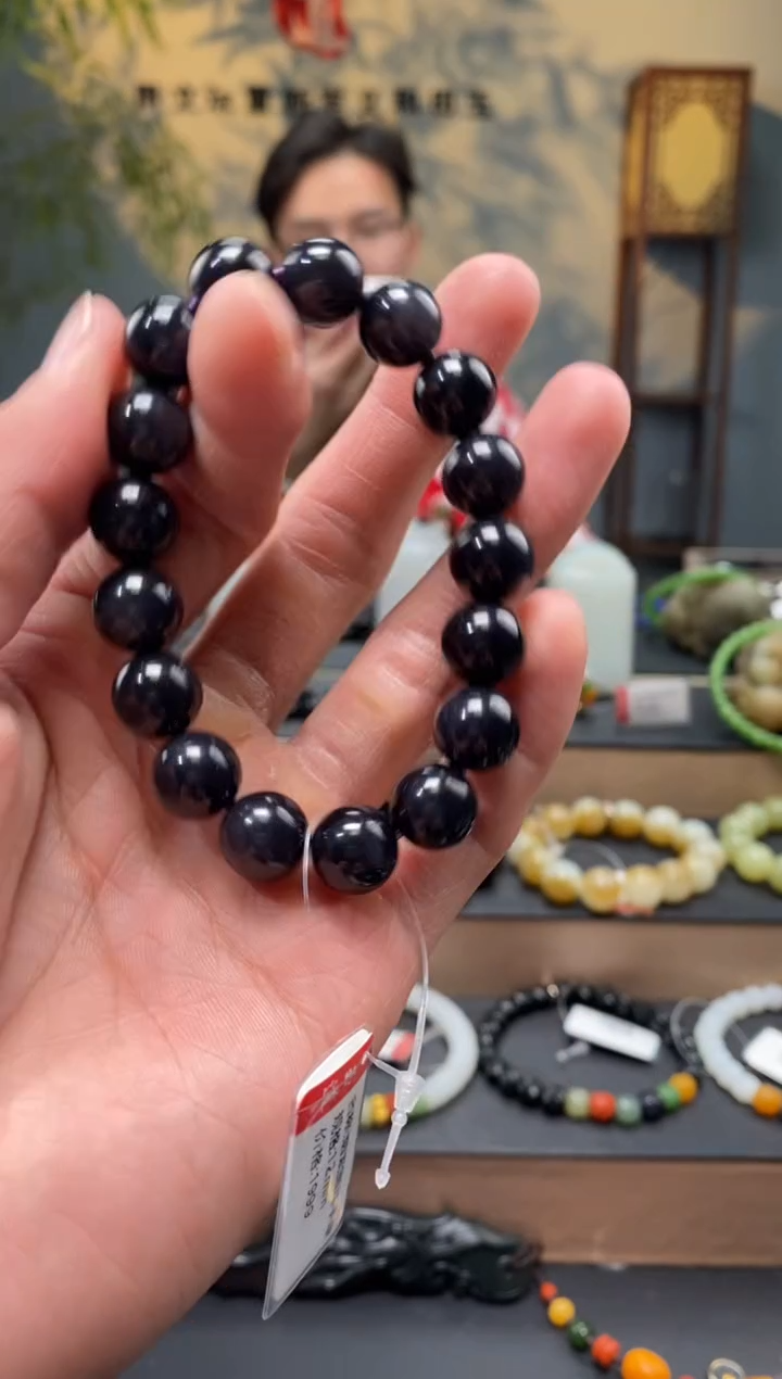 【闪购商品】和田玉-未镶嵌12mm烟紫圆珠手串