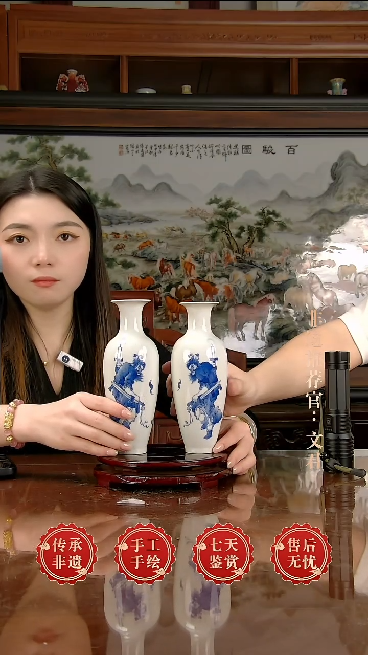 摆件陶景德镇陶瓷证书k189一对