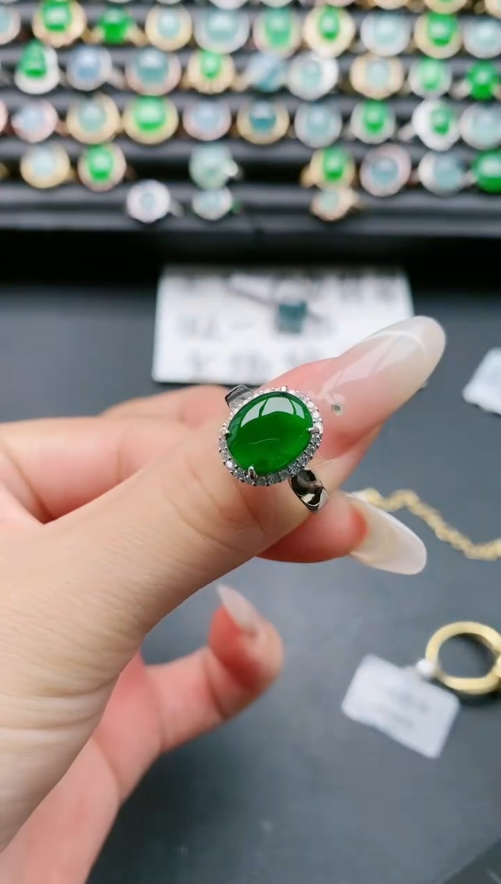 【闪购商品】翡翠戒指银S925镶嵌1111111