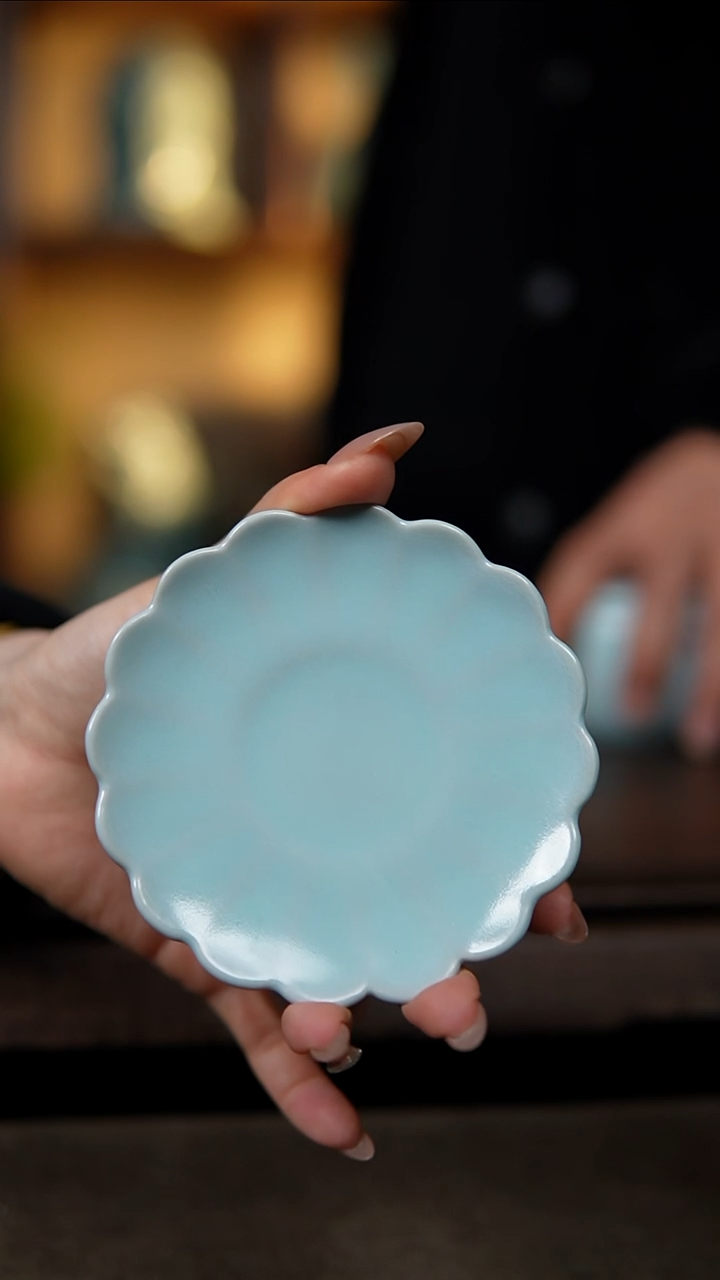 【闪购商品】杯仿古宋臻精工花口杯垫微瑕