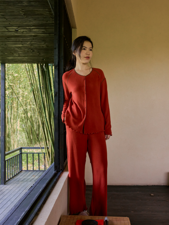 朵朵可可秋冬新款德绒面料对开家居服套装