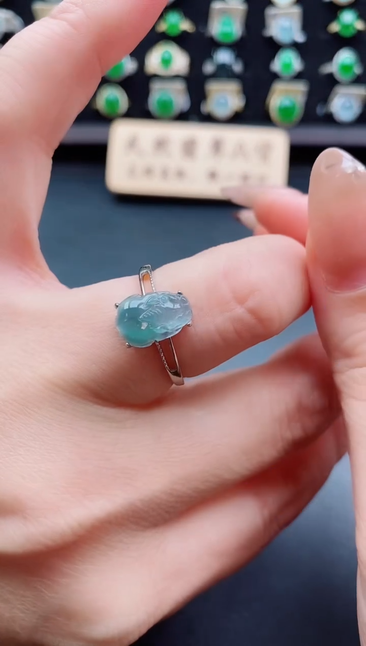 银S925镶嵌戒指翡翠1