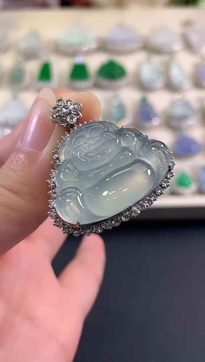 吊坠(不含链)18K金镶嵌翡翠c48    