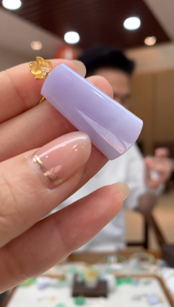 吊坠(不含链)18K金镶嵌翡翠无事牌