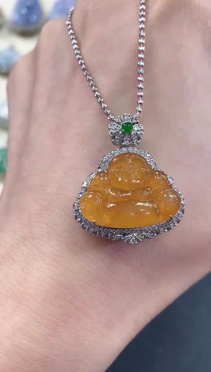 【闪购商品】翡翠吊坠(不含链)18K金镶嵌C7      