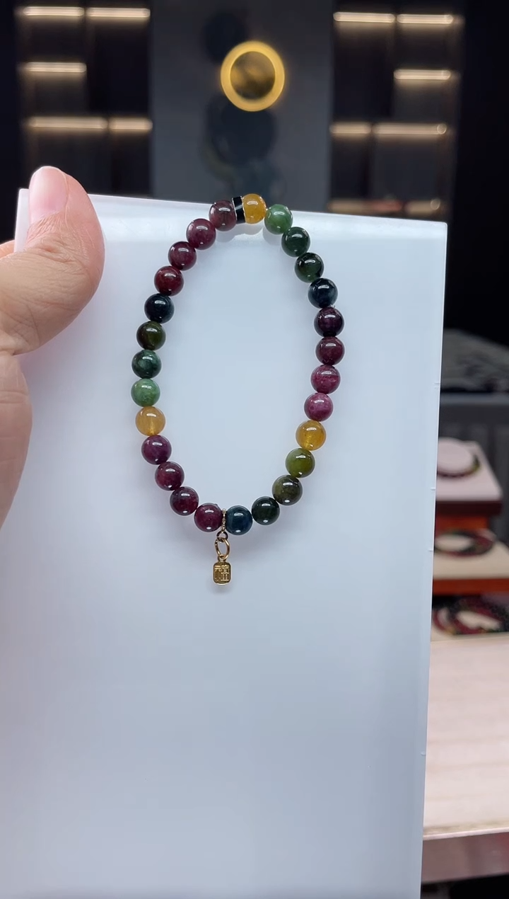 未镶嵌老矿碧玺单圈手串6mm+碧玺（多样性发一条）Q
