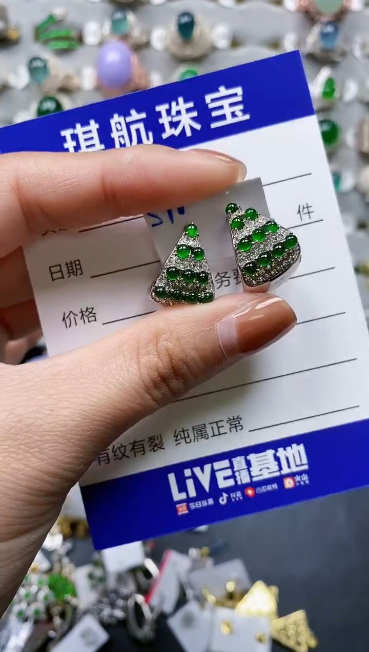 【闪购商品】翡翠耳饰银S925镶嵌0360