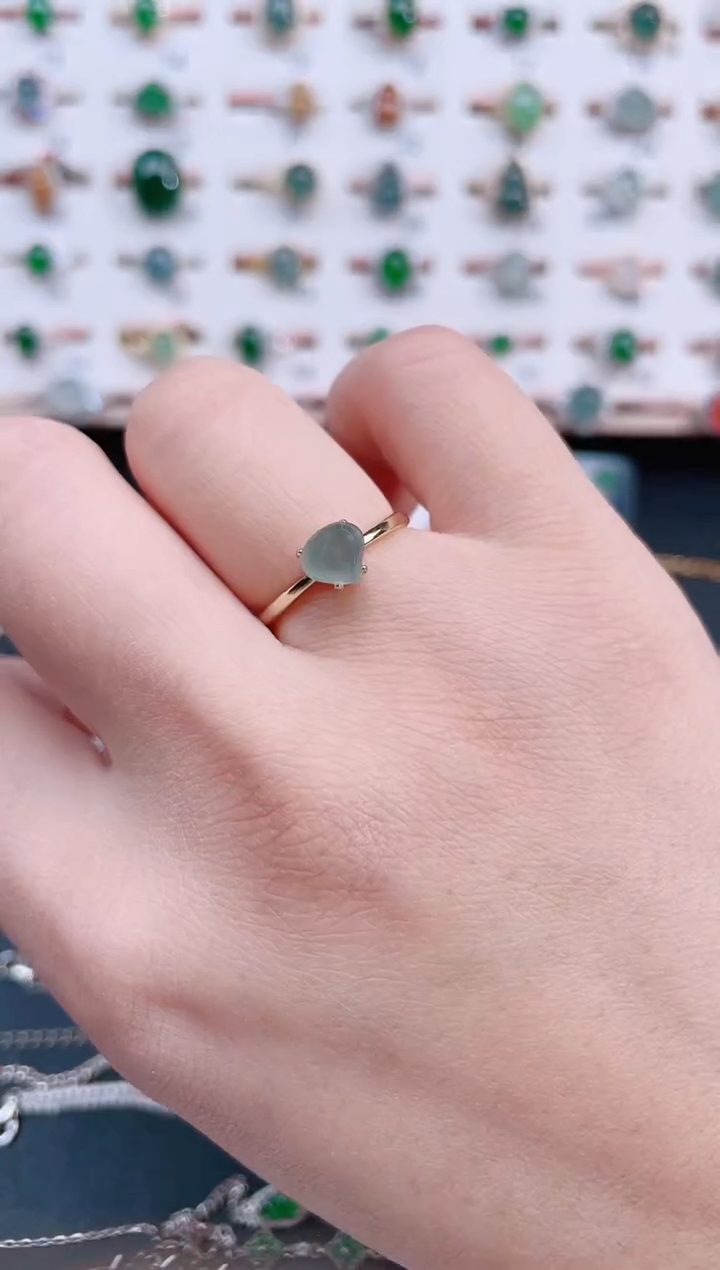 银S925镶嵌戒指翡翠天然翡翠