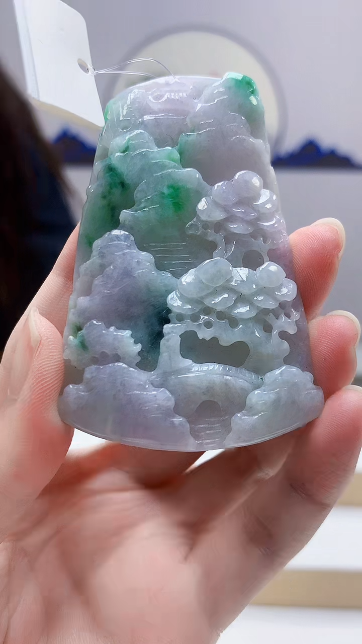 未镶嵌定制翡翠4829zm-毛货挂件山水60