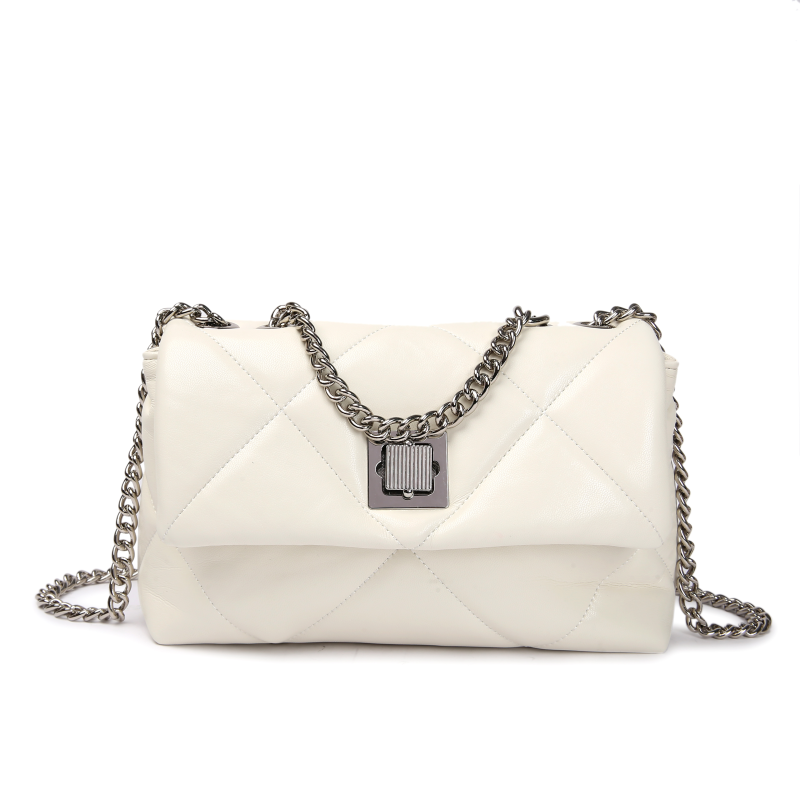 【LULU】BF-66080-淡白色RAIN.CUN气质时尚百搭简约斜跨轻奢女包